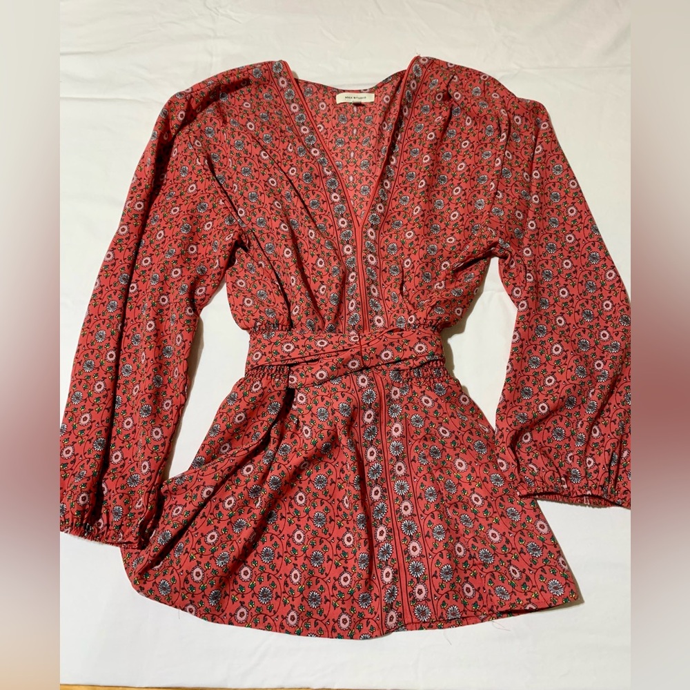 Max Studio Coral Floral Top
